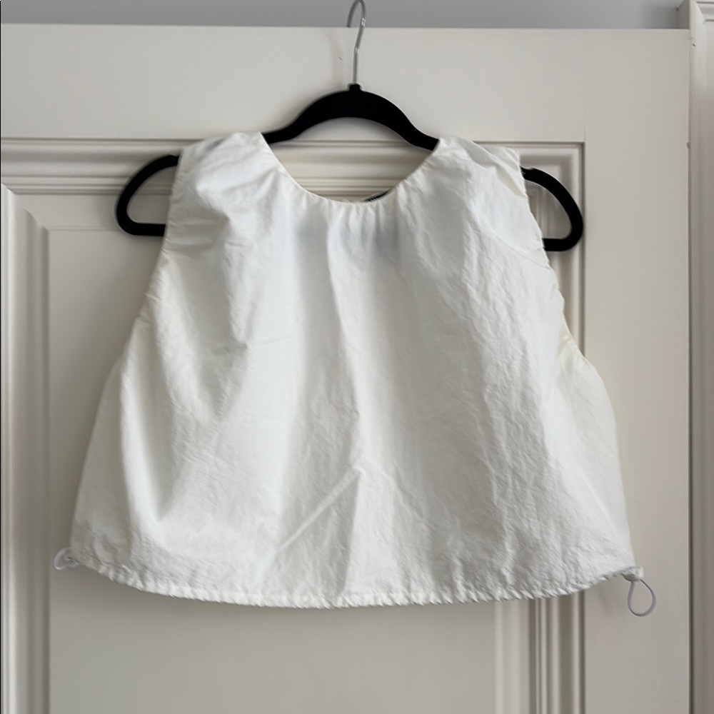 Zara White Sleeveless Crop Tank Top